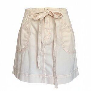 Pilcro Anthro Coral Belted Cotton Mini Skirt 10 Utility Casual Relax Summer